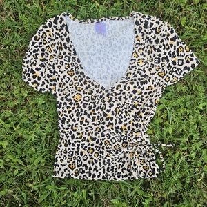 Leopard Print Wrap Shirt Size XS